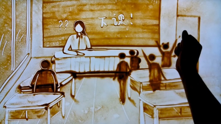 师德师风赞美歌颂教师/老师主题沙画类演讲朗诵配乐led背景视频
