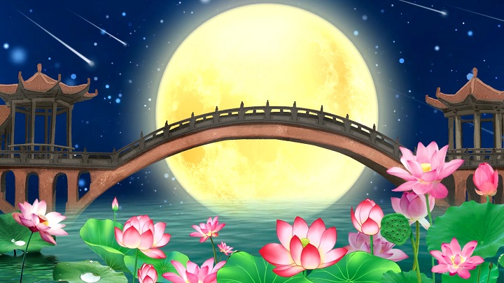 荷塘月色-中秋主题歌曲舞蹈舞台表演背景视频